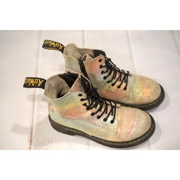 Dr. Martens Girls Holographic Combat Boots – Size 2 - Picture 9 of 11